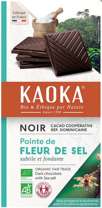 BIO hořká čokoláda s Fleur de sel 100 g Kaoka